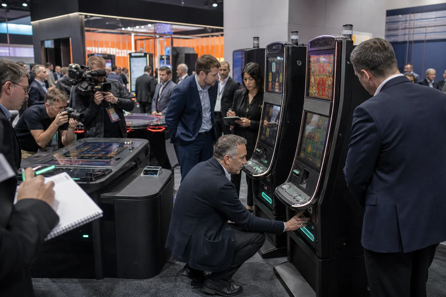 Casino equipment displayed to operators and journalists at an international trade exhibition