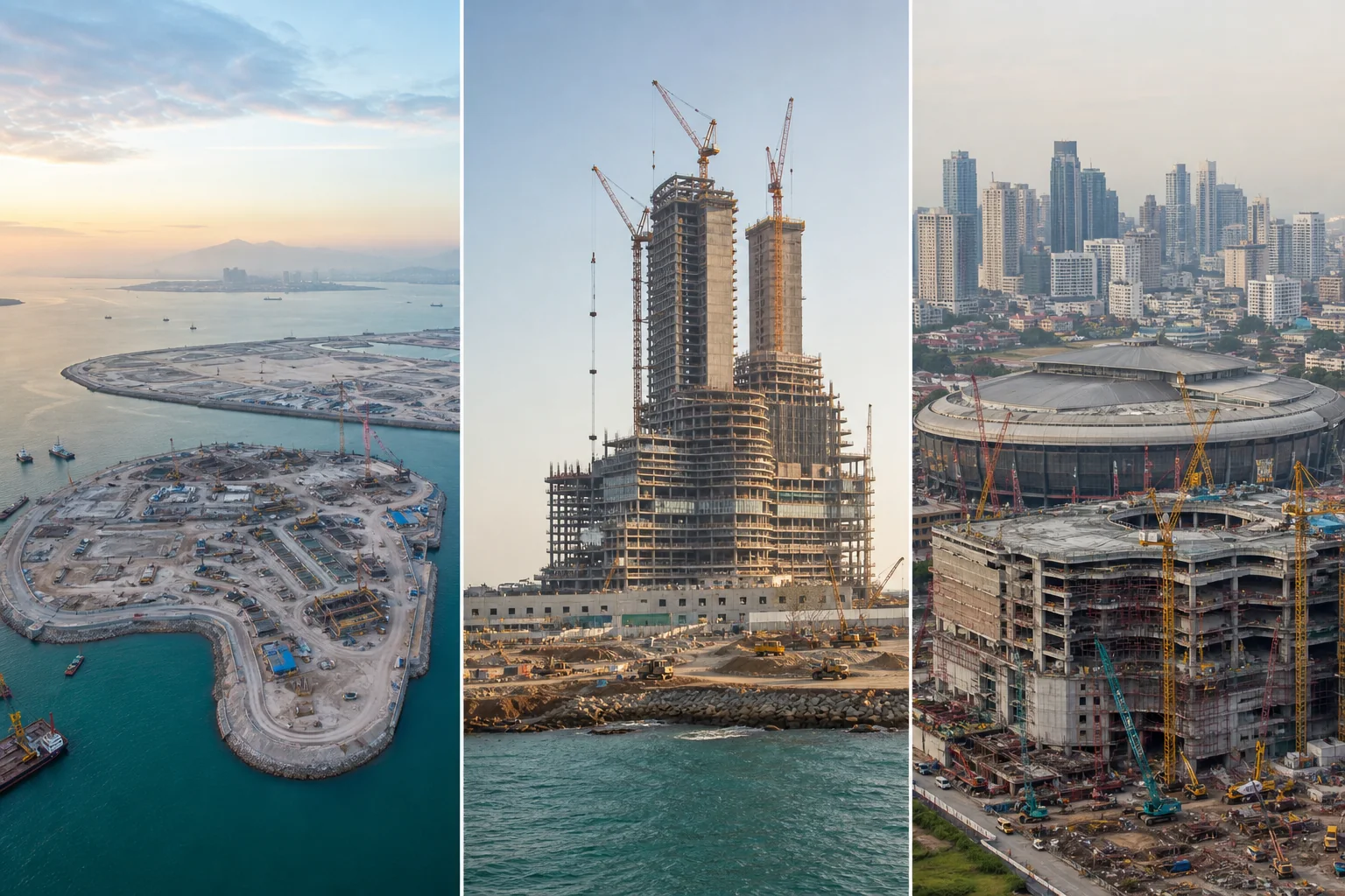 Composite of major waterfront resort construction in global destination markets